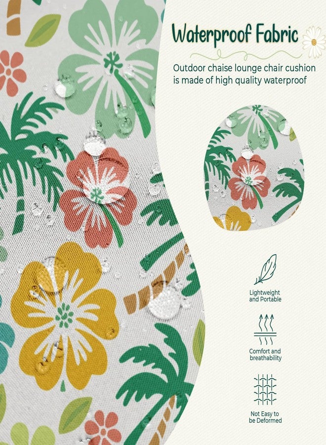 Uthem Outdoor Chaise Lounge Chair Cushion 75.1 x 22.8 x 4.7 Inches 100% Waterproof Replacement Cotton Patio Pool Lounge Chair Cushion for Outdoor Furniture with Ties, Green Coconut Tree - Image 3