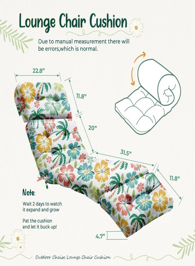 Uthem Outdoor Chaise Lounge Chair Cushion 75.1 x 22.8 x 4.7 Inches 100% Waterproof Replacement Cotton Patio Pool Lounge Chair Cushion for Outdoor Furniture with Ties, Green Coconut Tree - Image 2