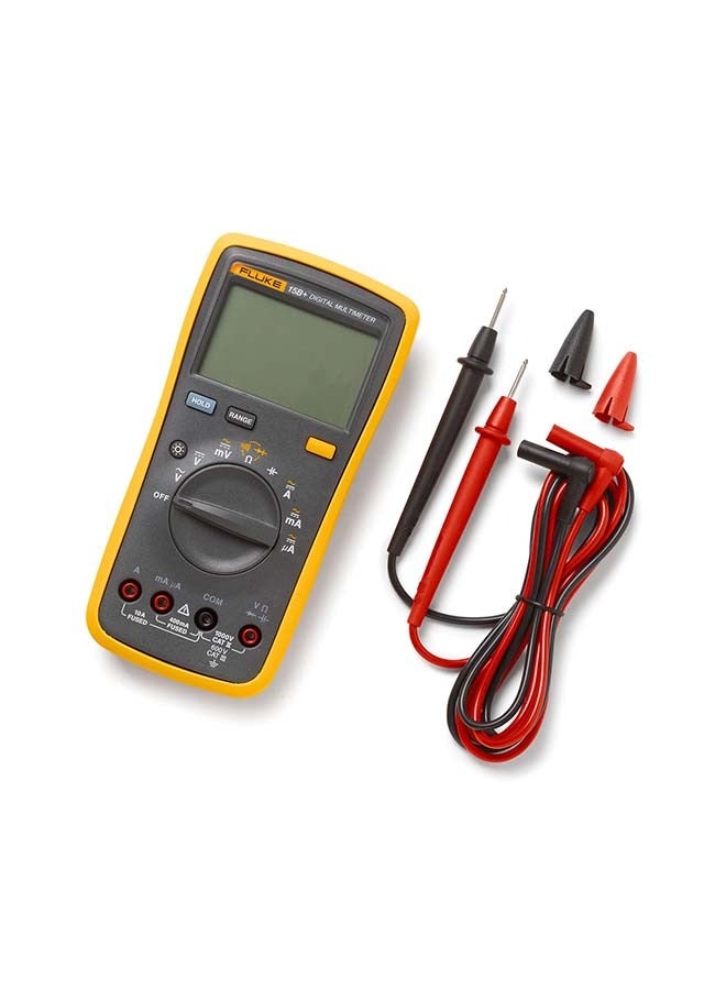 Fluke 15B+ Digital Multimeter, for Electrical Applications, Measures AC/DC Voltage and Current Measurements up to 1000V and 10A, Along with Resistance, Continuity, Diode, and Capacitance Capabilities