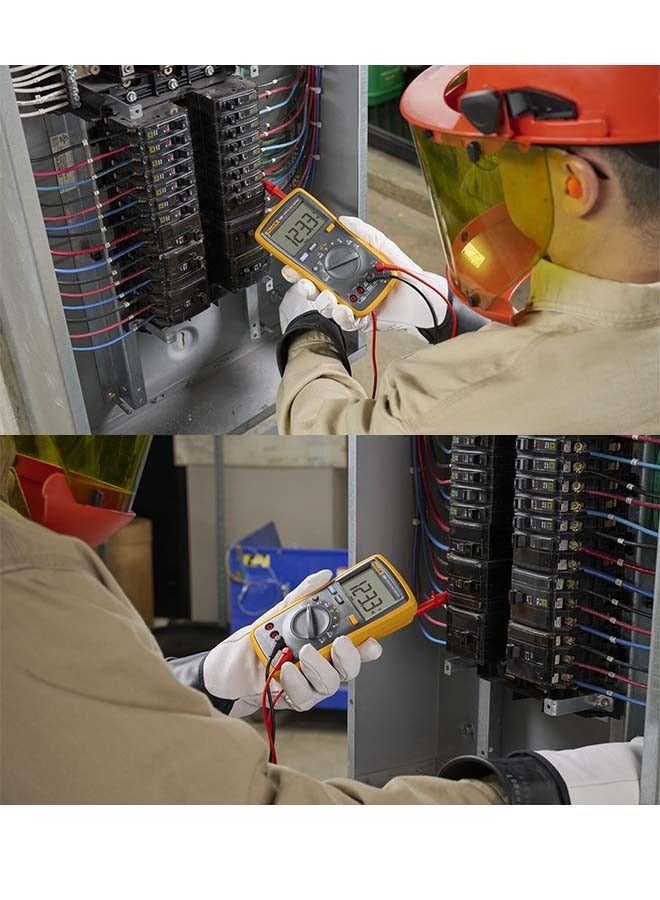 Fluke 15B+ Digital Multimeter, for Electrical Applications, Measures AC/DC Voltage and Current Measurements up to 1000V and 10A, Along with Resistance, Continuity, Diode, and Capacitance Capabilities