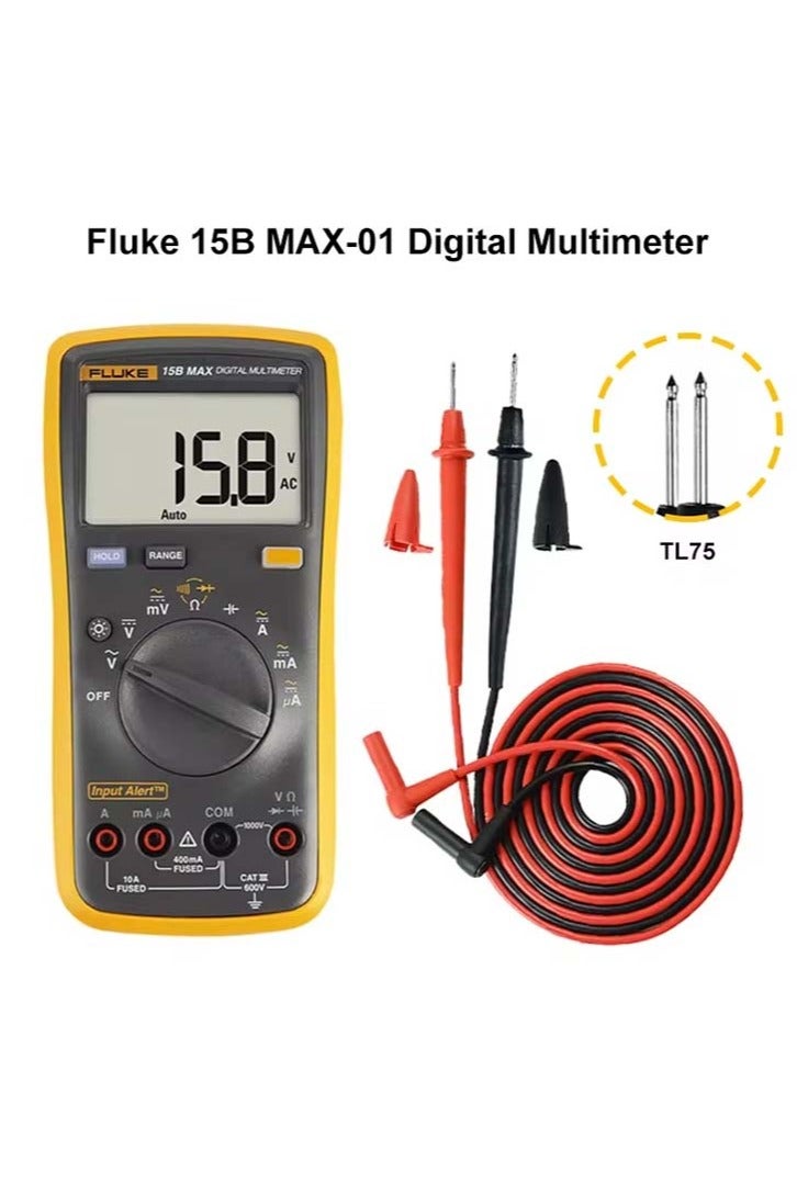 FLUKE Fluke 15B MAX-01 Digital Multimeter with TL75 Test Leads – Professional-Grade Electrical Testing Kit