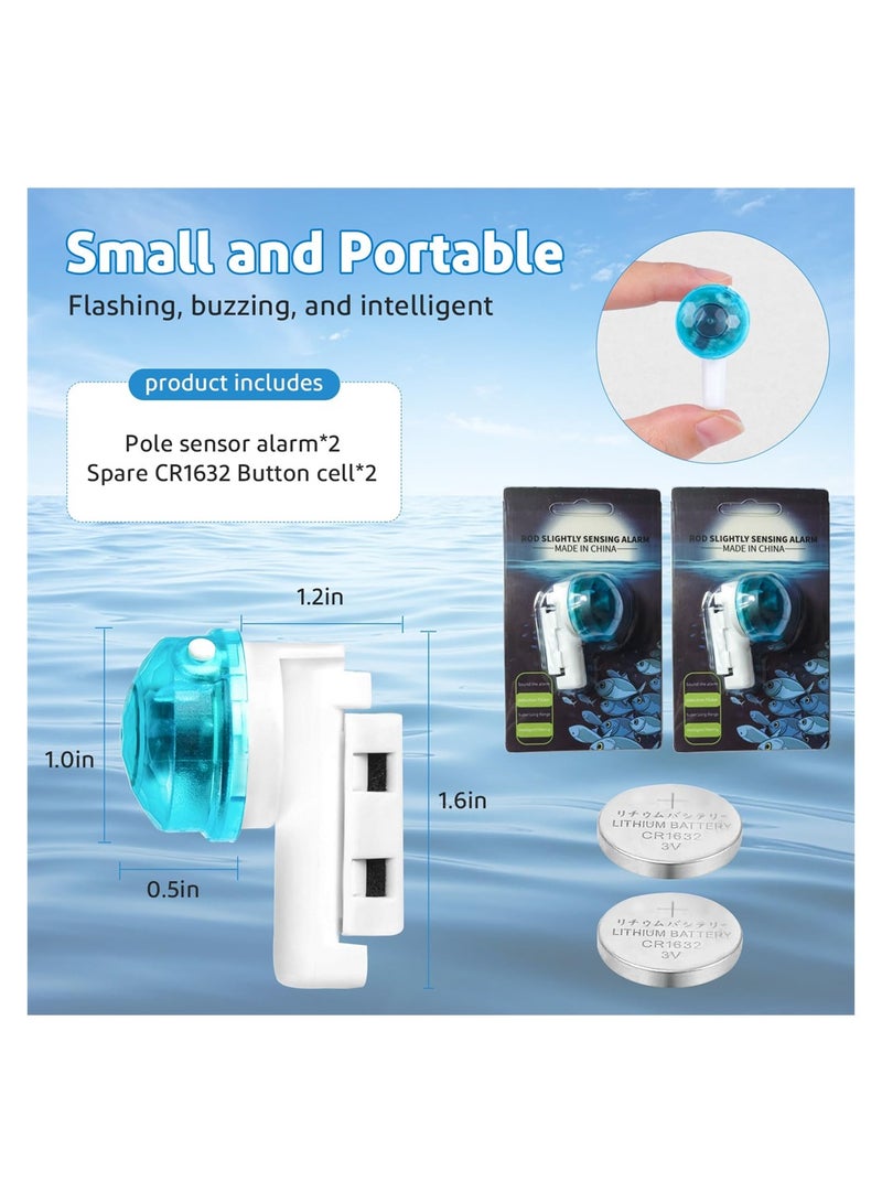 KASTWAVE 2PCS Fishing Bite Alarm Indicator, Sensitive Electronic Sound Alert Bell with Led Light, Clip On Fishing Pole Tip Alarm Light for Daytime Night Fishing - Image 3