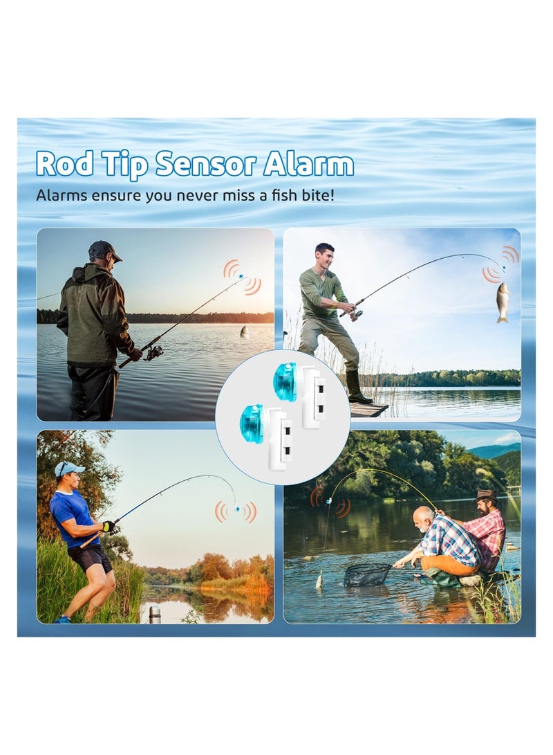 KASTWAVE 2PCS Fishing Bite Alarm Indicator, Sensitive Electronic Sound Alert Bell with Led Light, Clip On Fishing Pole Tip Alarm Light for Daytime Night Fishing - Image 5