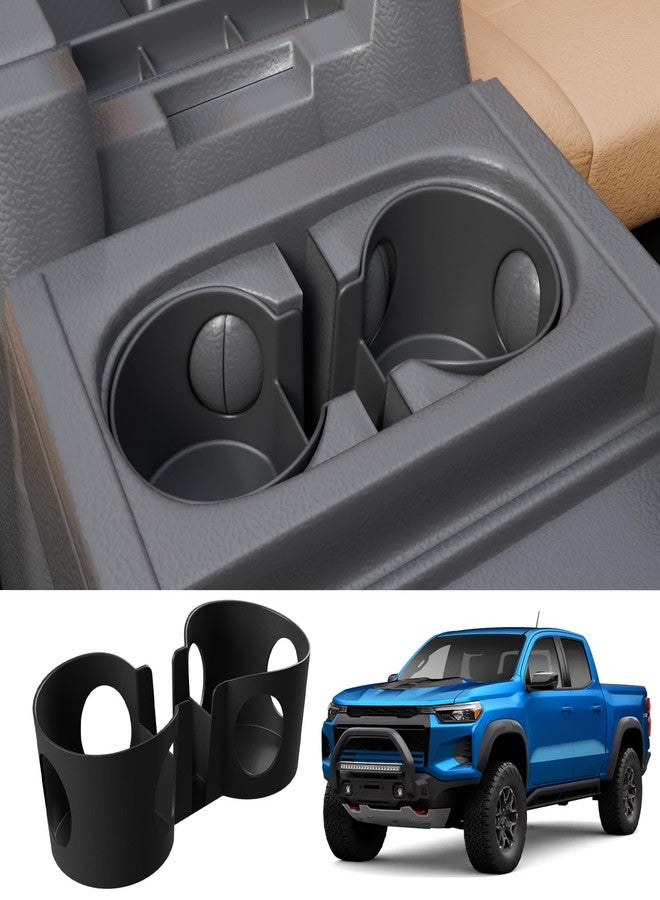 Maxzina حامل أكواب ماكسينا متوافق مع حامل أكواب وحدة التحكم المركزية لسيارة شيفروليه كولورادو وجي إم سي كانيون موديلات 2023-2025، صندوق تخزين داخلي من السيليكون، منظم مسند الذراع الداخلي لملحقات شيفروليه كولورادو 2024 - Image 1