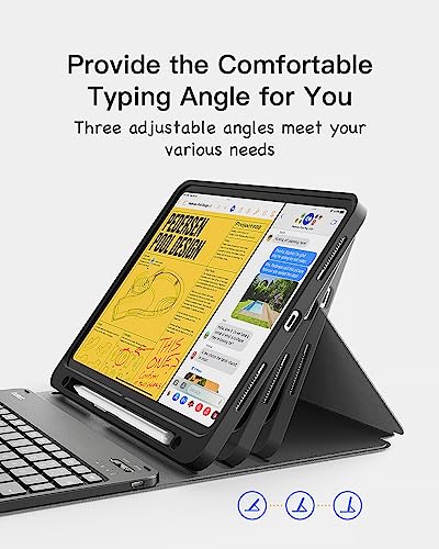 Inateck iPad 10th/11th Generation Keyboard Case, Compatible A16 2025 11", Air 11" M3/M2 (2025/2024), Air 5/4, Pro 11 4/3/2/1, Magnetic Detachable Keyboard with Pencil Holder, KB04002 (Black) - Image 4