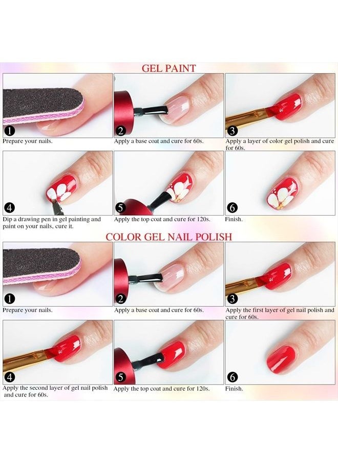 Saviland - Saviland 36 Colors Gel Paint Nail Art Kit -French Ombre Nail Kit Fall Color Solid Nail Art Gel Polish with 15pcs Painting Drawing Nail Brushes for DIY Nail Art Design & Manicure Nail Salon - Image 1