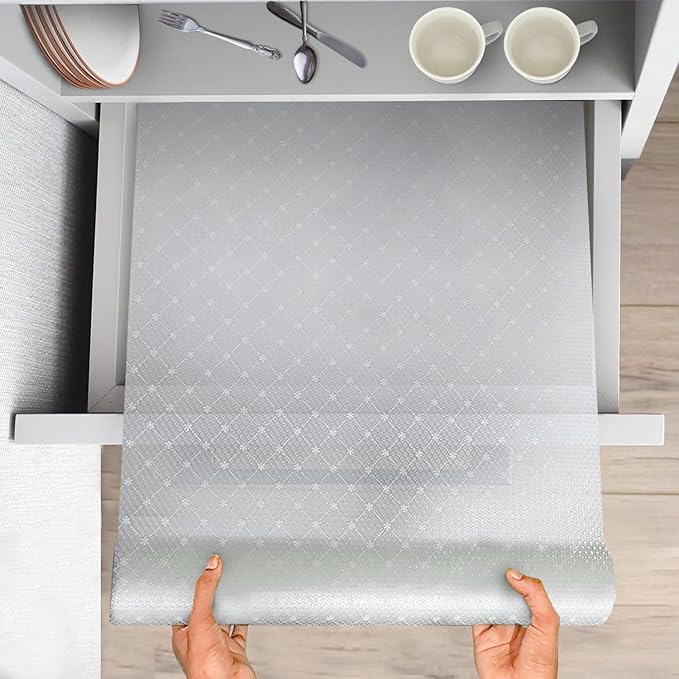 ElastPro (45 cm X 1.5 m) Printed Shelf Liners for Kitchen Shelves, Drawer Mat, Shelf Liner, Fridge Mats, Kitchen Cabinet Drawer Mat Liner Sheets (Square Plain Print) - Image 2