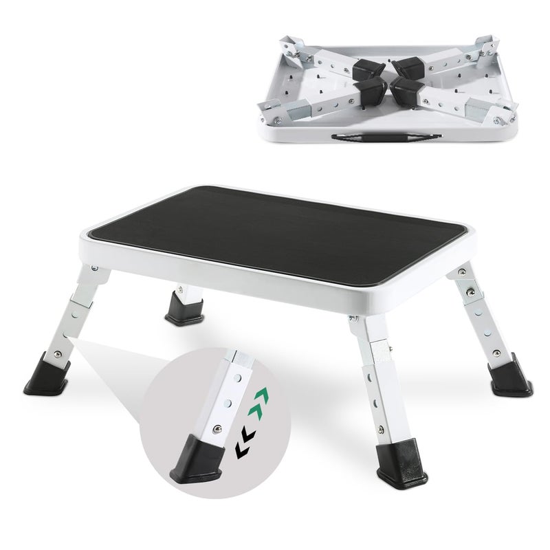 Adjustable Folding One Step Stools for Adults Heavy Duty Metal Step Stool for KidsSeniors Foldable CamperRV Step Stool Portable Small Stepping Stool for College Dorm BedKitchenCar by OOSOFITT