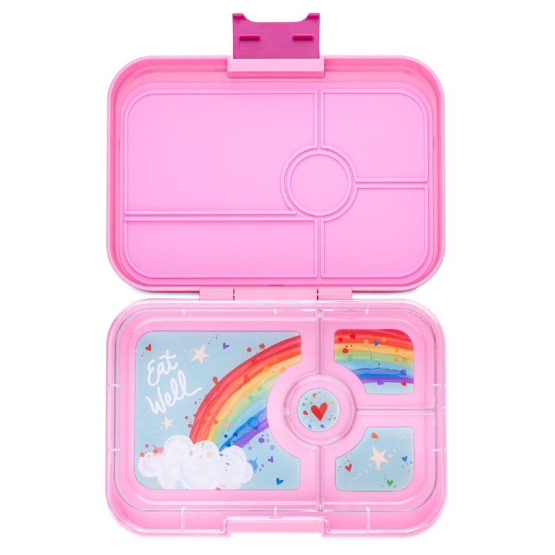 Yumbox صندوق غداء يامبوكس تاباس المقاوم للتسرب، صندوق غداء للنساء والمراهقين والأطفال، حجم كبير، صينية بأربعة أقسام مع قسم كبير للسندويشات والسلطات بالإضافة إلى الجوانب ووعاء الغمس (كابري بينك - قوس قزح) - Image 1