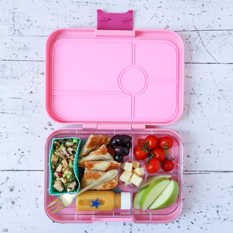 Yumbox صندوق غداء يامبوكس تاباس المقاوم للتسرب، صندوق غداء للنساء والمراهقين والأطفال، حجم كبير، صينية بأربعة أقسام مع قسم كبير للسندويشات والسلطات بالإضافة إلى الجوانب ووعاء الغمس (كابري بينك - قوس قزح) - Image 4