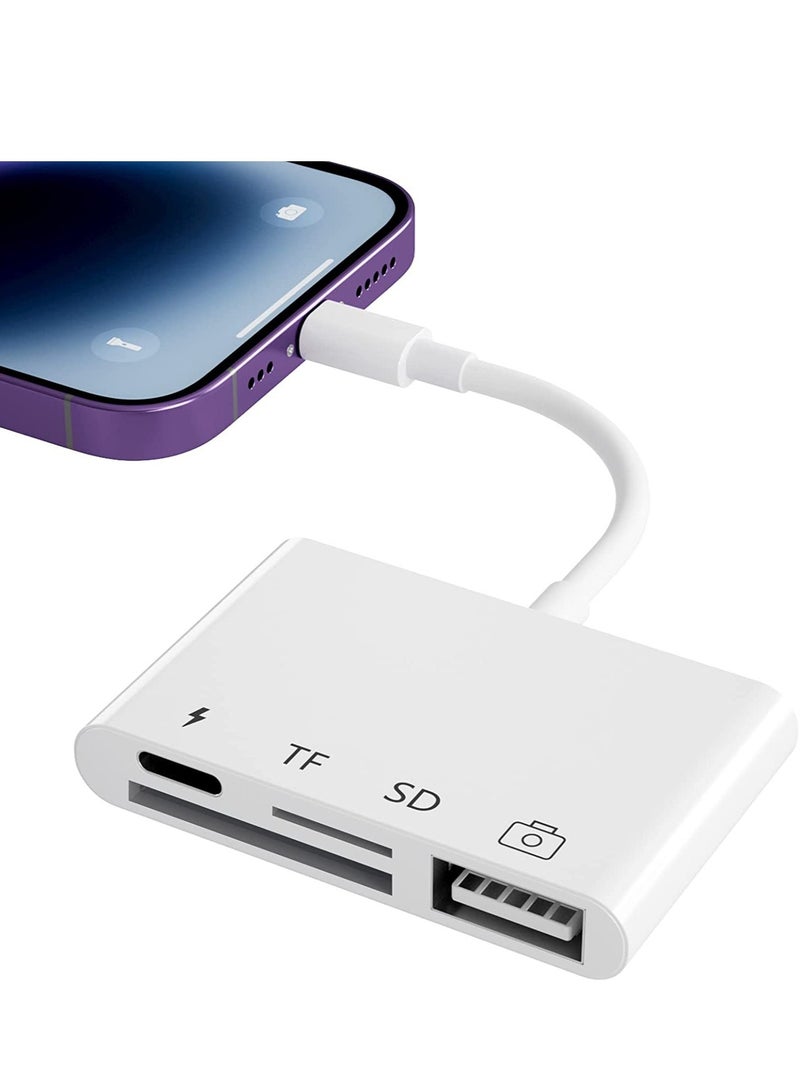 ELTRAZONE SD Card Reader for iPhone/iPad,iPhone SD Card Reader,4 in 1 USB OTG Adapter for iPhone Compatible MicroSD/SD,Photography Memory Card Adapter,Plug and Play - Image 1
