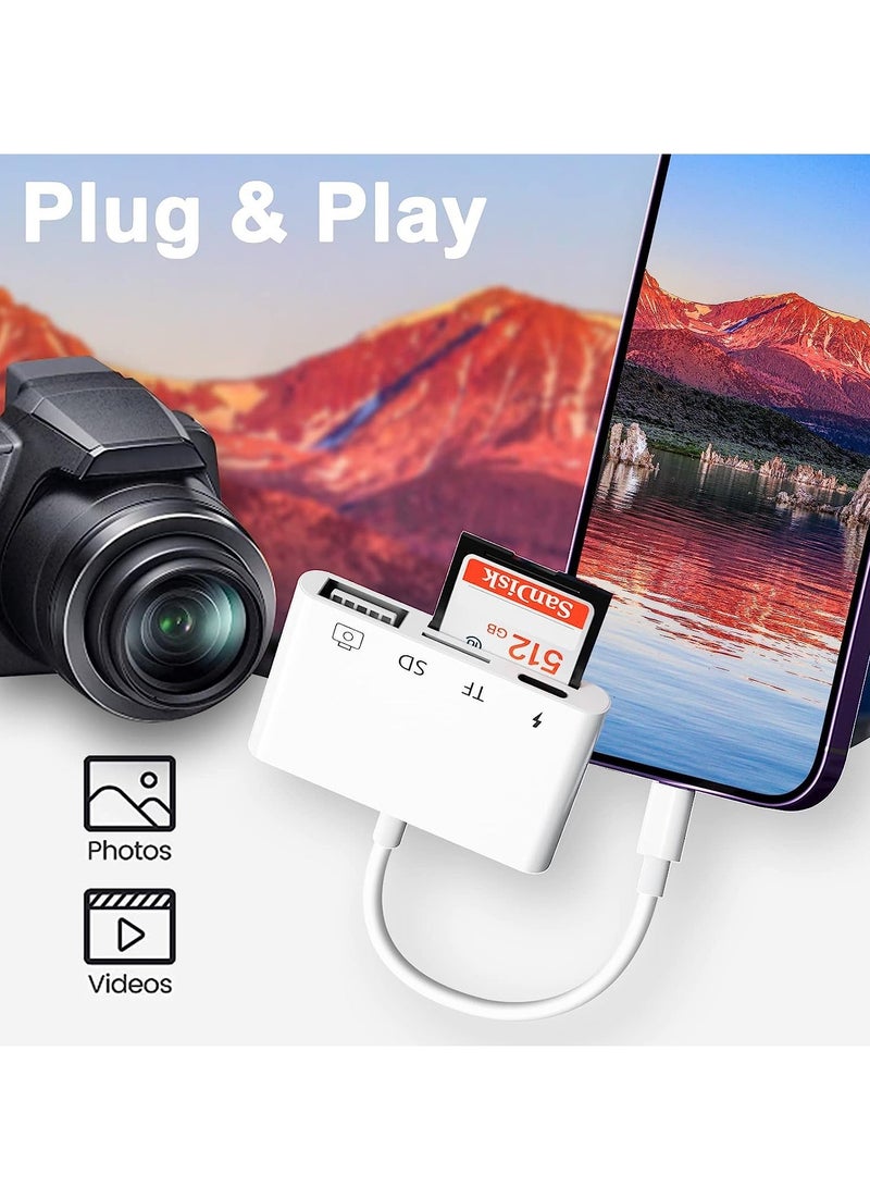 ELTRAZONE SD Card Reader for iPhone/iPad,iPhone SD Card Reader,4 in 1 USB OTG Adapter for iPhone Compatible MicroSD/SD,Photography Memory Card Adapter,Plug and Play - Image 5
