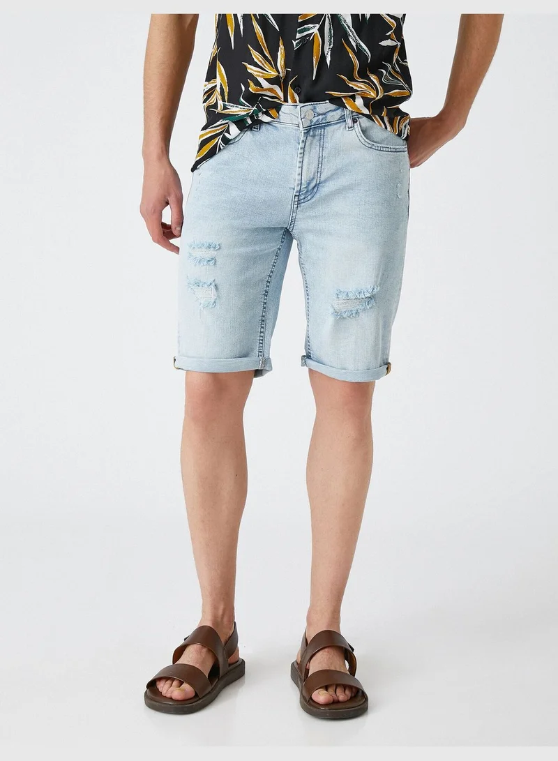 KOTON Worn Denim Shorts