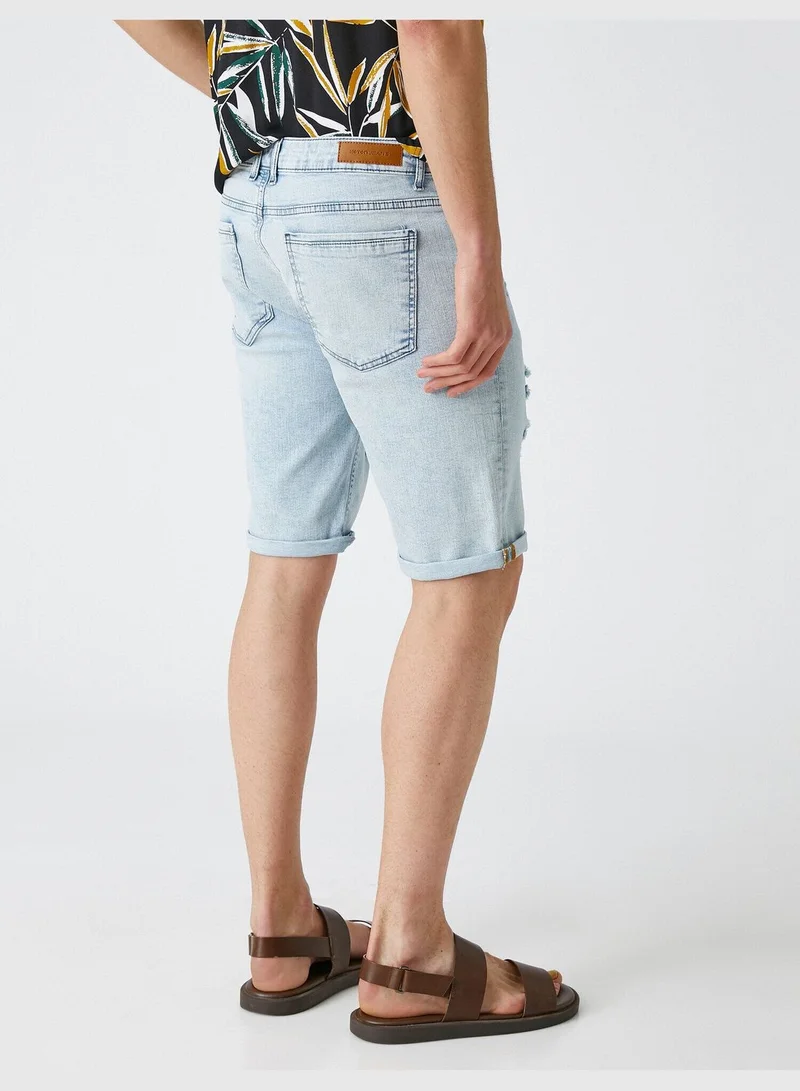 KOTON Worn Denim Shorts