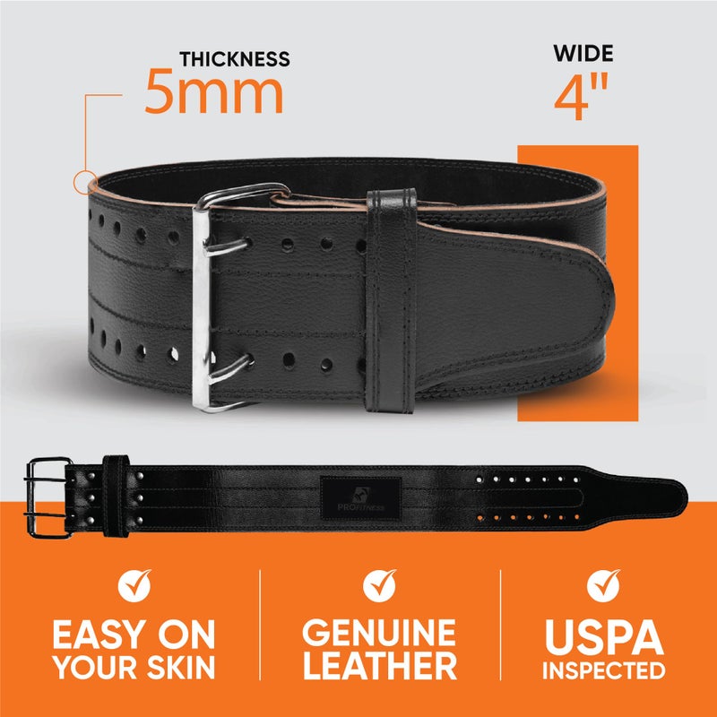 ProFitness Weight Belts for Men & Women - Deadlift Belt for Men Proper Functional Fitness (Black/Black, Large) - Image 2