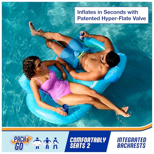 SwimWays Spring Float Premium Duo Pool Chair Fits 2 Adults Inflatable Pool Floats Adult with Fast Inflation for Ages 15 Up - Image 5