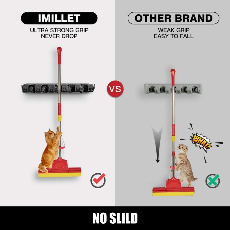 IMILLET حامل ممسحة ومكنسة بلاستيكي IMILLET مثبت على الحائط - Image 4