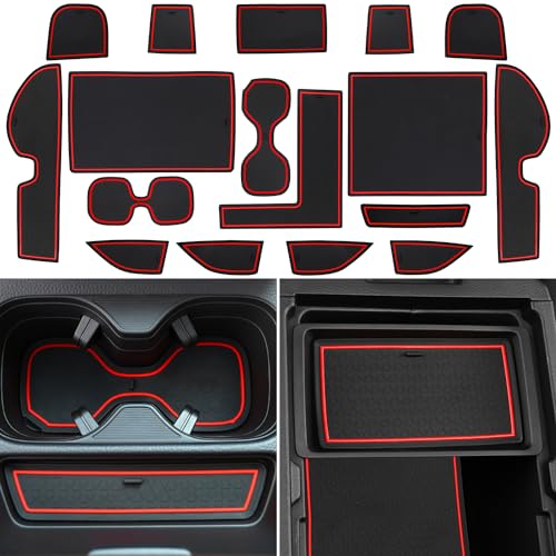 LOCOY Center Console Liner for Honda CRV Accessories 2023 2024 2025 2026 for CRV Cup Holder Mat Door Slot Pad Coaster Trim NonSlip Dust Interior Custom Rubber Decoration Insert 17pcs Red - Image 1