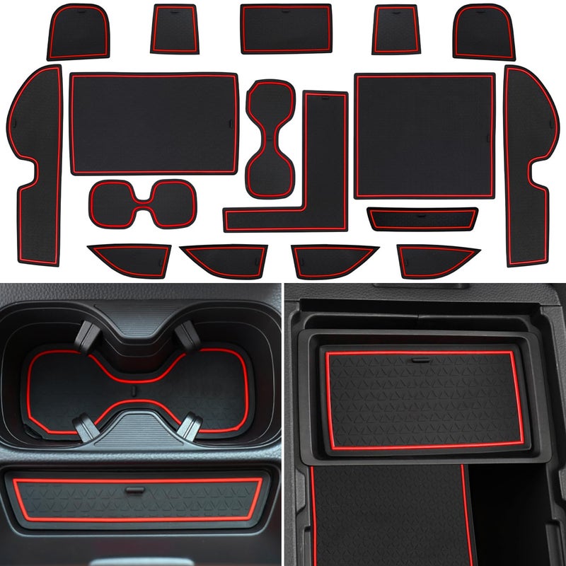 LOCOY Center Console Liner for Honda CRV Accessories 2023 2024 2025 2026 for CRV Cup Holder Mat Door Slot Pad Coaster Trim NonSlip Dust Interior Custom Rubber Decoration Insert 17pcs Red - Image 3