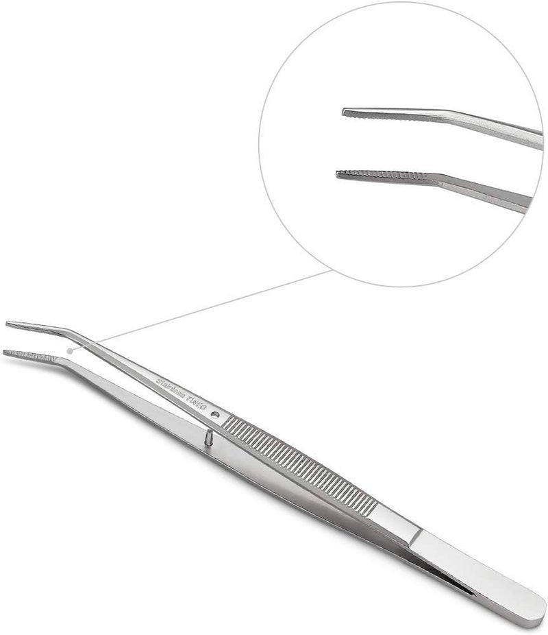 Rolybag Stainless Steel Tweezers, with Curved Serrated Tip Multipurpose Sewing Machine Tweezers Forceps for Craft Repairing (2 Pcs set) - Image 5