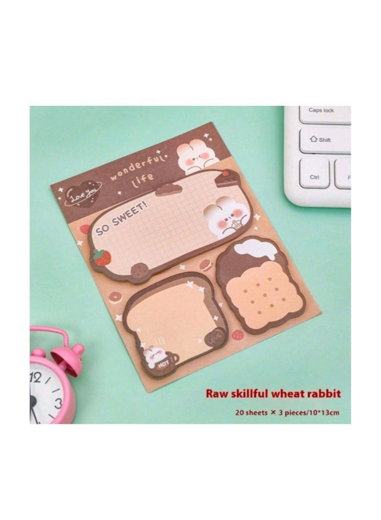 Creative Cartoon Combination Notebook, Cute Message Notebook, Study Supplies, Sticky Notes, Study Supplies, Stationery, (4pcs Different Colors Pink, Brown, Green, Purple) - Image 4