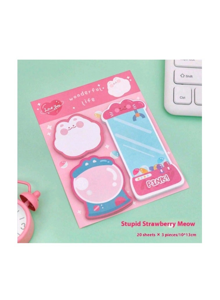 Creative Cartoon Combination Notebook, Cute Message Notebook, Study Supplies, Sticky Notes, Study Supplies, Stationery, (4pcs Different Colors Pink, Brown, Green, Purple) - Image 5