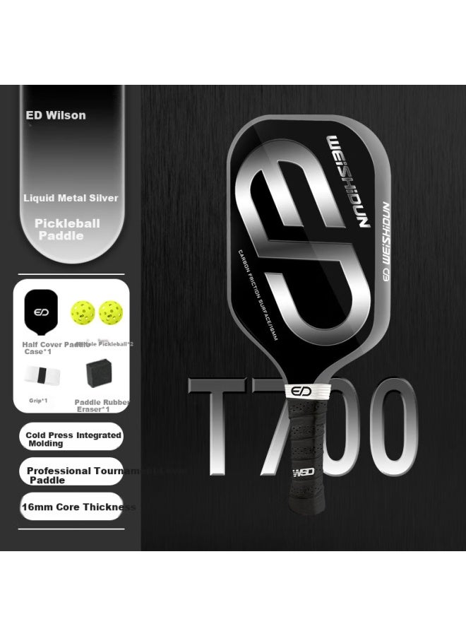 Weishidun Liquid Silver Pickleball Paddle Set Carbon Fiber T700 Cold Pressed Compeion Professional Matte Sports Equipment - Image 1