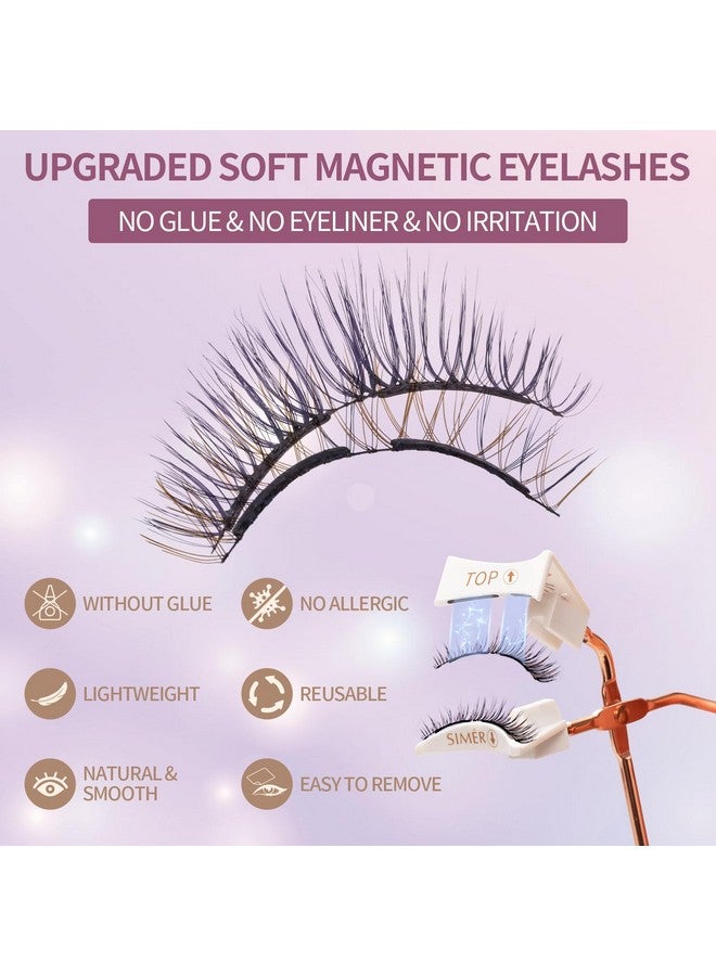 SIMER Magnetic Eyelashes Without Eyeliner Dual Magnetic Eyelashes With Applicator 4D Reusable Magnetic Lashes No Eyeliner Or Glue Needed Soft Magnets Natural Look Easy To Wear  - Image 2
