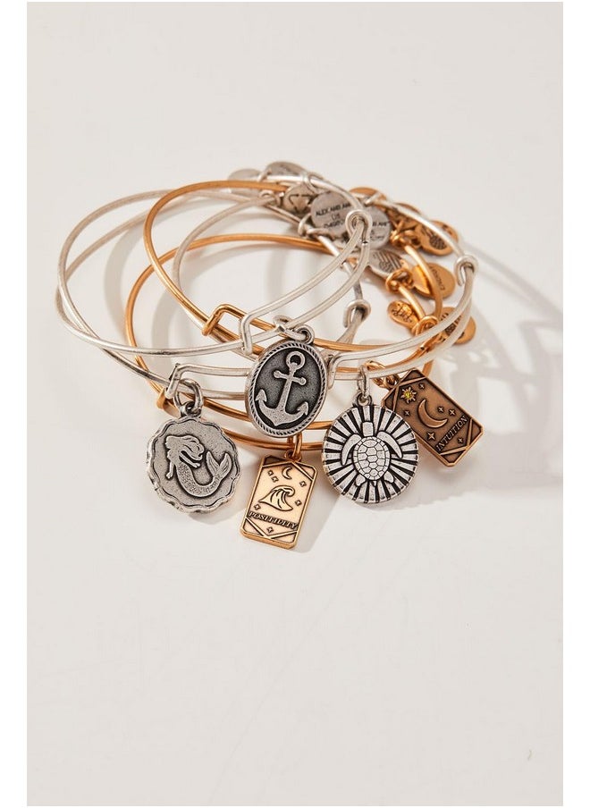 ALEX AND ANI Shell Charm Bangle Bracelet, Shiny Silver Finish, 2 To 3.5 In  - Image 3