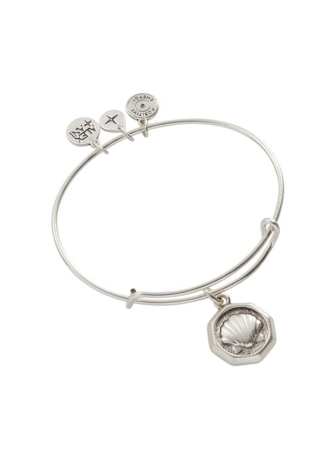 ALEX AND ANI Shell Charm Bangle Bracelet, Shiny Silver Finish, 2 To 3.5 In  - Image 1