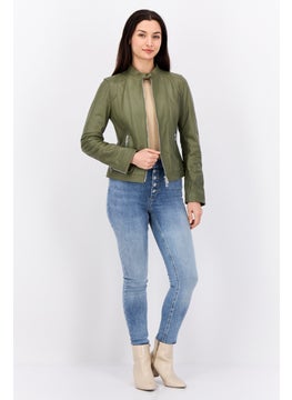 HUGO by Hugo Boss Women Textured Motorcycle Jackets, Olive  - Image 4