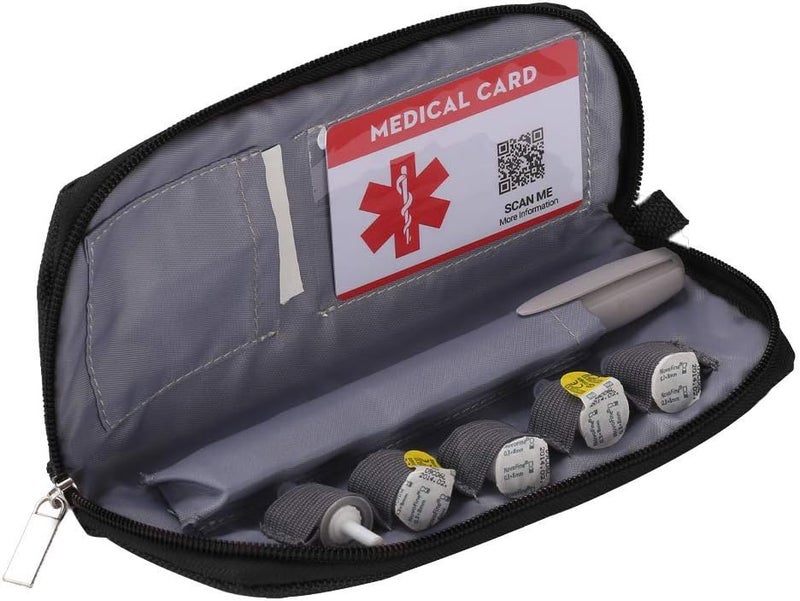DISONCARE Portable Insulin Pen CaseDiabetic Pen WalletDiabetes Bag With Medical Alert ID Card Tag Black - Image 4