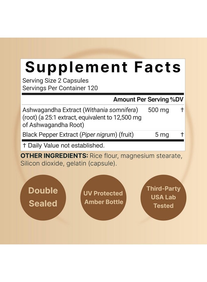 نايتشر بيل ناتشر بيل، ما يعادل ١٢٥٠٠ ملغ من الأشواغاندا مع الفلفل الأسود، ٢٤٠ كبسولة | مركب امتصاص عالي - مستخلص جذر ٢٥:١ فائق القوة - مُكمّلات مُكيفة للاسترخاء - غير مُعدّل وراثيًا - Image 2