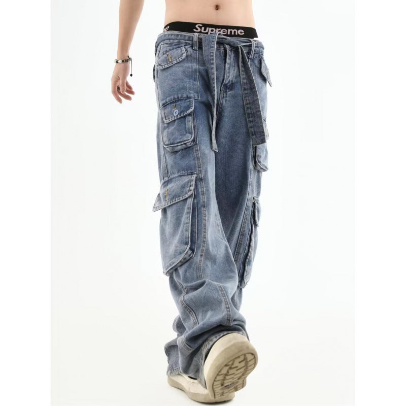 Unisex Classic Denim Jeans Loose Fit Daily Outdoor Wear - Image 4