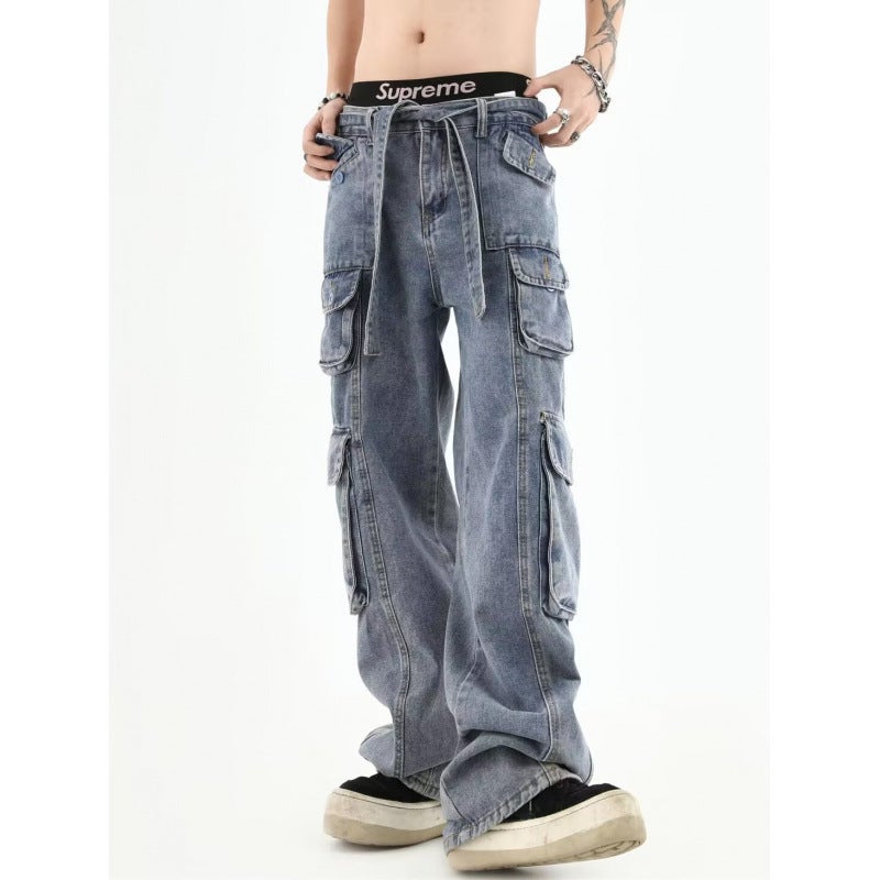 Unisex Classic Denim Jeans Loose Fit Daily Outdoor Wear - Image 3