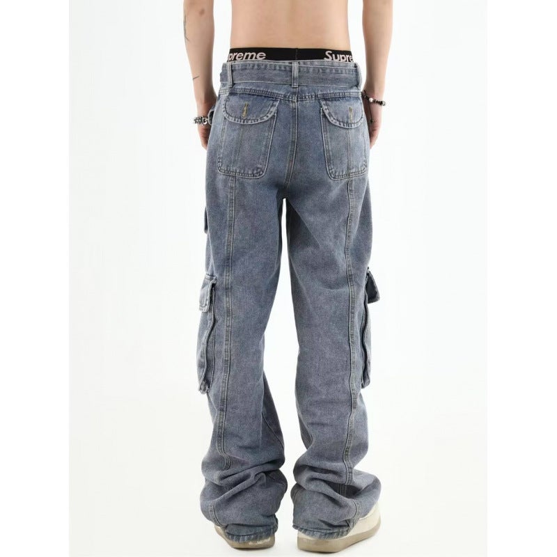 Unisex Classic Denim Jeans Loose Fit Daily Outdoor Wear - Image 1