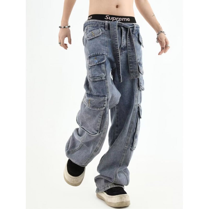 Unisex Classic Denim Jeans Loose Fit Daily Outdoor Wear - Image 5