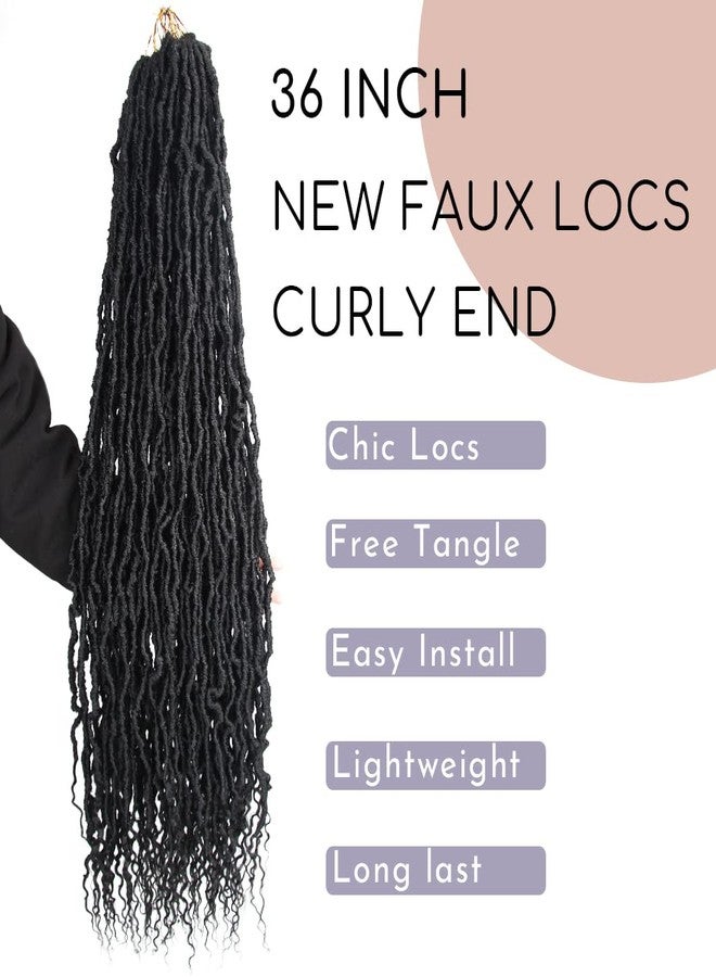 BOHOBABE Faux Locs Crochet Hair 36 Inch, Boho Soft Crochet Locs with Curly Ends, Long Bohemian Goddess Locs Crochet Braids for Black Women (6 Packs, 2#) - Image 2