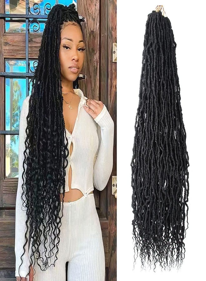 BOHOBABE Faux Locs Crochet Hair 36 Inch, Boho Soft Crochet Locs with Curly Ends, Long Bohemian Goddess Locs Crochet Braids for Black Women (6 Packs, 2#) - Image 1