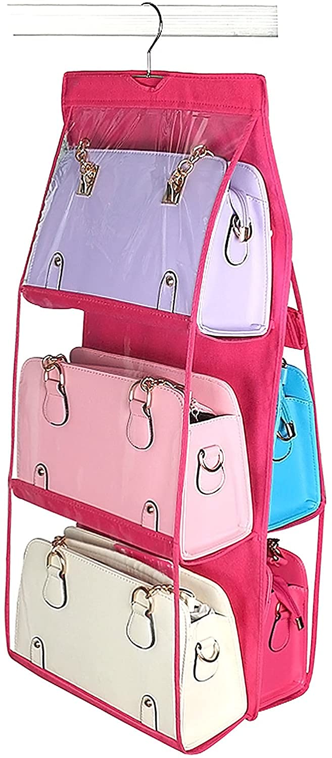 Delavala Delavala Hanging Handbag Purse OrganizerBreathable Polyester FiberPVC Handbag Organizer Easy Access PocketsWardrobe Closet Space Saving Organizers SystemWashable 6 POCKET  - Image 2