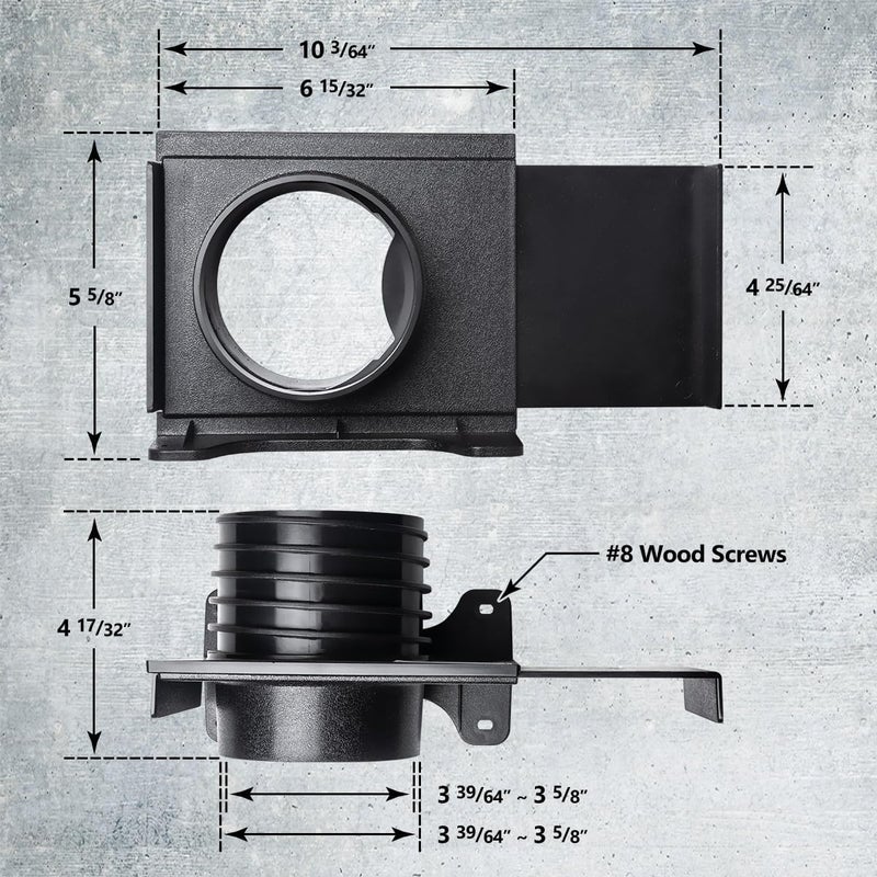 POWERTEC 70358V 4 Inch Wall Mounting Blast Gate with Bracket, Threaded Dust Collection Fitting - 1 Pack - Image 2