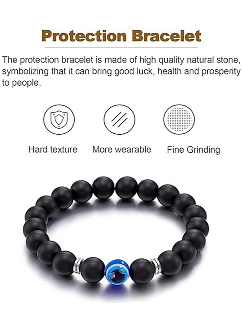 JEEJPV Evil Eye Bracelet for Men Natural Stone Bracelet Protection Good Luck Amulet for Boy Black  - Image 5