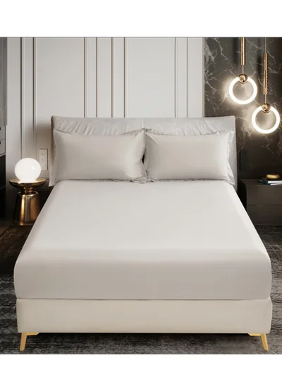 Donetella Bedding Fitted Sheet - Fits 150x200 Cm Bed For Queen Bed 3 Pcs (1 Fitted Sheet and 2 Pillowcases) - 30 Cm Deep Pocket - Solid Bed Sheet