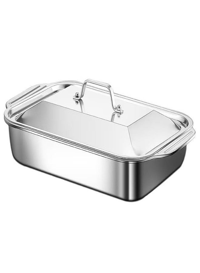 DHAVAL Stainless Steel Serving Tray with Lid 36x22x7 CM Deep Steam Table Pan | Heavy Duty Buffet Tray, Hotel Pan & Catering Tray | Roasting, Baking & Food Storage Container (Silver 1Pcs) - Image 1