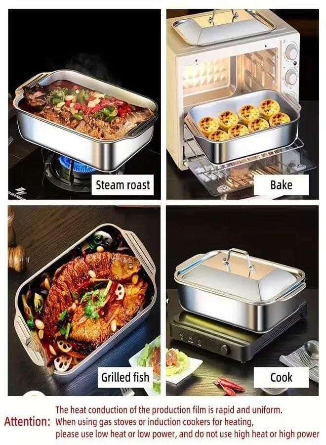 DHAVAL Stainless Steel Serving Tray with Lid 36x22x7 CM Deep Steam Table Pan | Heavy Duty Buffet Tray, Hotel Pan & Catering Tray | Roasting, Baking & Food Storage Container (Silver 1Pcs) - Image 5