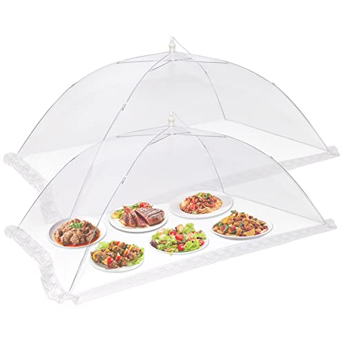 KIGEAPUEL 2 Pcs Extra Large Mesh Food Cover Tent（46"x20", 40"x24"）Umbrella Food Screen Covers for Outside Pop-up Mesh Reusable and Collapsible Food Nets for Parties Picnics Outdoor BBQs… - Image 1
