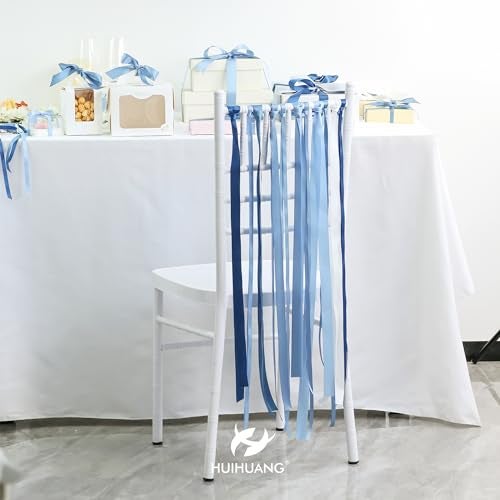 HUIHUANG Dusty Blue Ribbon Set Double-Faced Satin Ribbon 1 inch Dusty Blue Wedding Ribbons for Flower Bouquet Wedding Bridal Shower Baby Shower Decor Hairs Gift Wrap Crafts- 6 Color X 5 Yards Each - Image 4