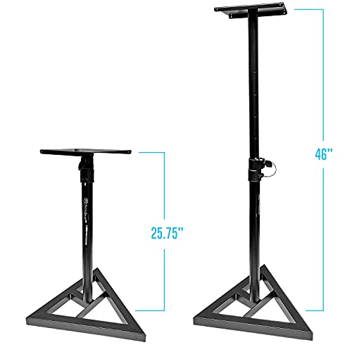 AXA AXCESSABLES AxcessAbles Studio Monitor Speaker Stands Pair. 80lb Capacity per Stand. Adjustable Height 26" - 42". Metal Constructed Stands Ideal for Surround Sound, Bookshelf and Monitoring Speakers - Image 2