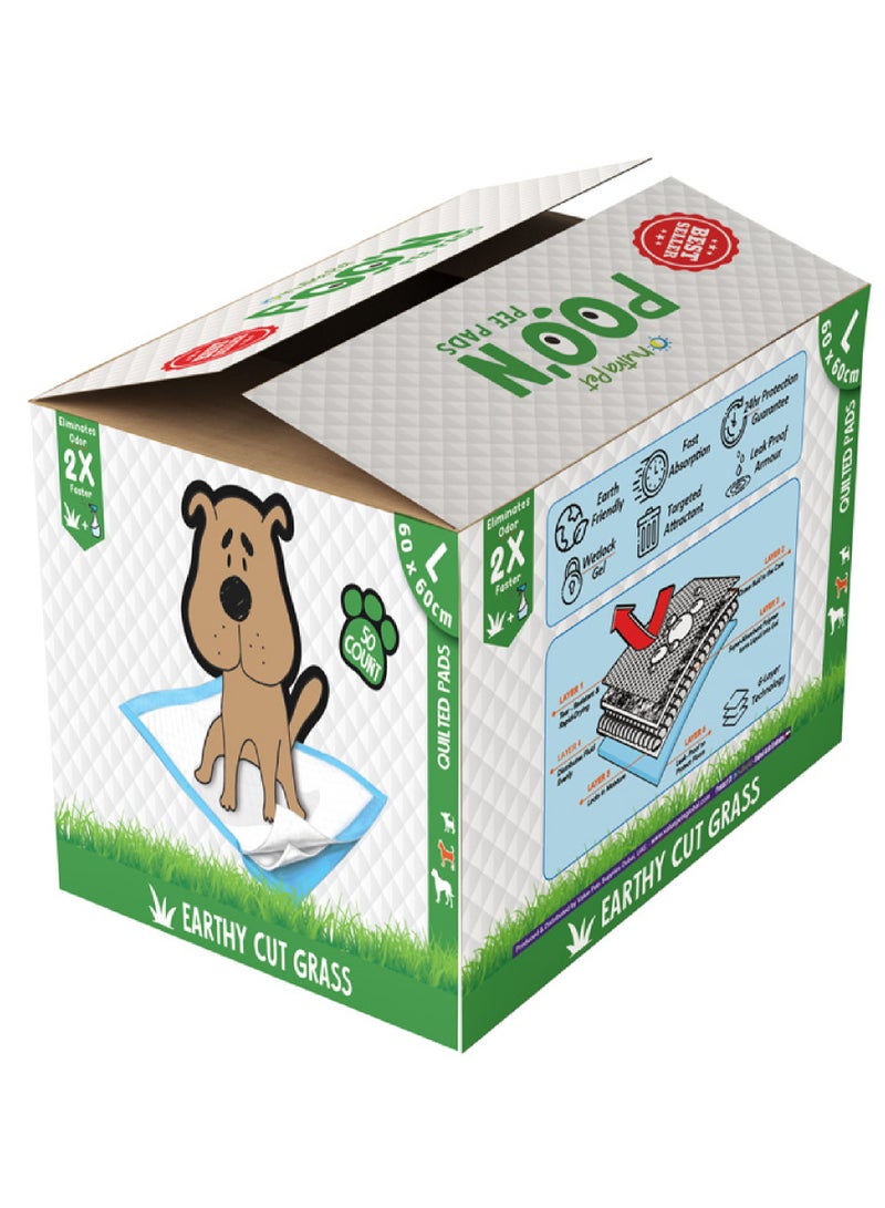 نوترابت فوط نوترابت للبراز والبول برائحة العشب - امتصاص سريع مع ملصقات أرضية (60×60 سم) - 50 قطعة