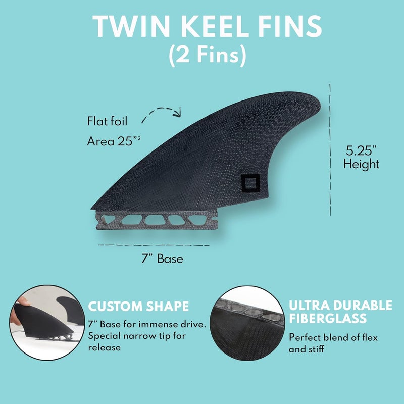 Surf Squared Twin, Thruster or Quad Fin Set - Solid Fiberglass for Lightweight Durability & Top Performance - Compatible with Futures Single Tab Surfboards - Image 3